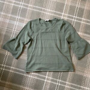 Christopher Banks knit bell sleeve green top M